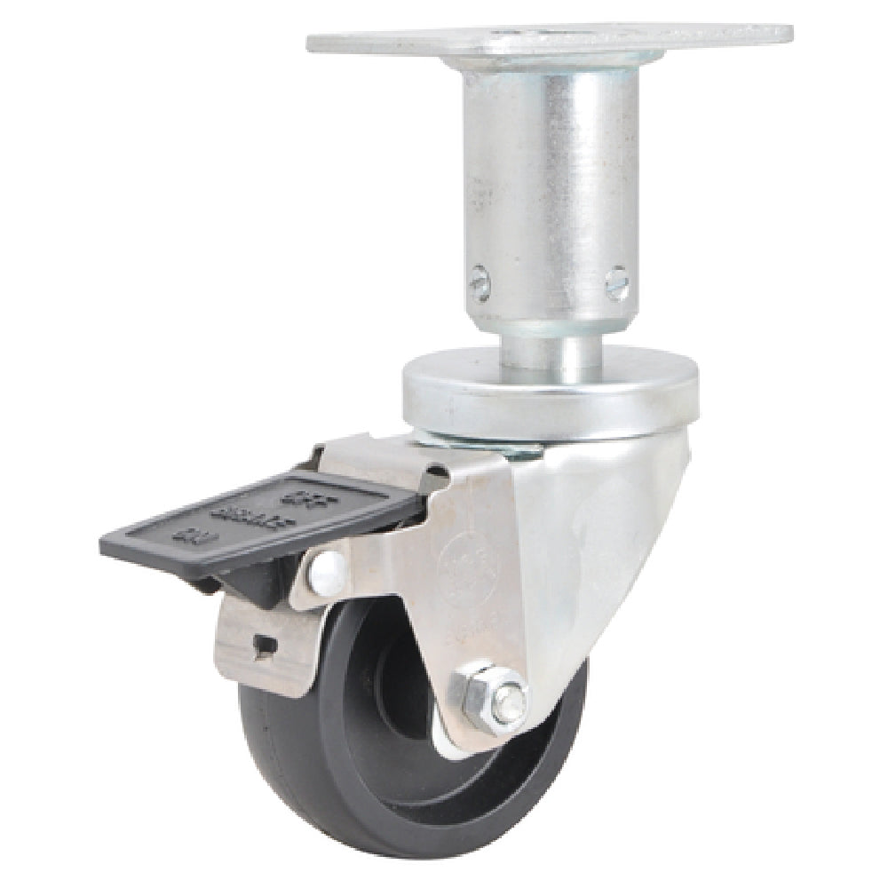 BK Resources 3SBR-R1PT-PH-TAB-4 Caster 3" Diameter Swivel Plate Toe Activated Brake
