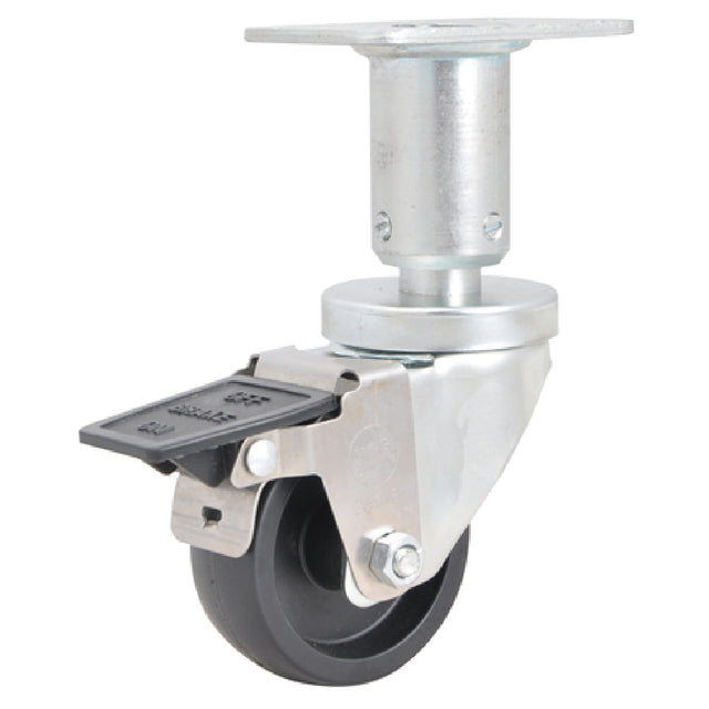 BK Resources 3SBR-R1PT-PH-TAB-4 Caster 3" Diameter Swivel Plate Toe Activated Brake
