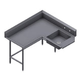 Winholt SDT-14-C-84L Corner Soiled Dish Table Left To Right Stainless Steel Legs And Clad Bullet Feet