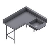 Winholt SDT-16-C-96L Corner Soiled Dish Table Left To Right Stainless Steel Legs And Clad Bullet Feet