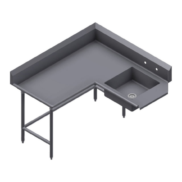 Winholt SDT-16-C-96L Corner Soiled Dish Table Left To Right Stainless Steel Legs And Clad Bullet Feet