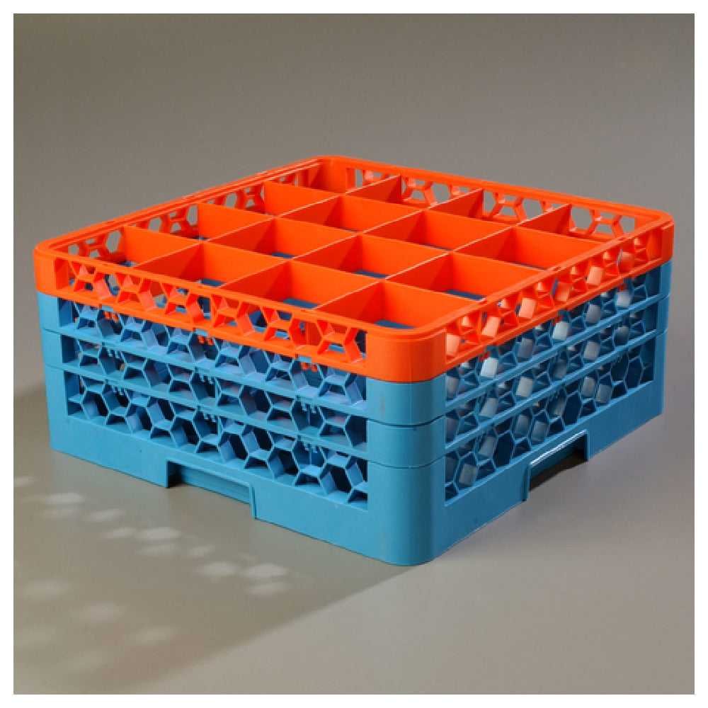 Carlisle RG16-3C412 Carlisle OptiClean™ Dishwasher Glass Rack 16-compartments (4-7/16" X 4-7/16") With (3) Color-coded Extenders