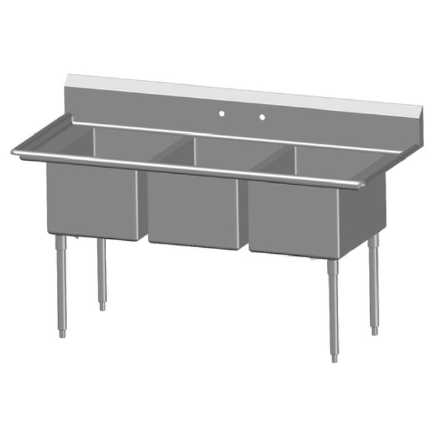 SPG 3N2028 - Universal Stainless Sink, Three Compartment, 28" Front-to-back X 20" Wide Sink Compartment