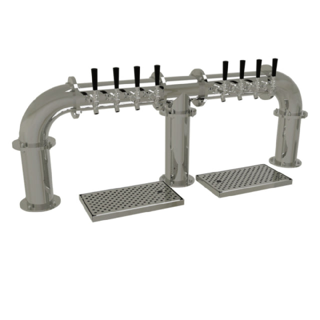 Glastender PB-8-MF Pipe Bridge Draft Dispensing Tower Countertop (8) Stainless Steel Faucets (handles Not Included)