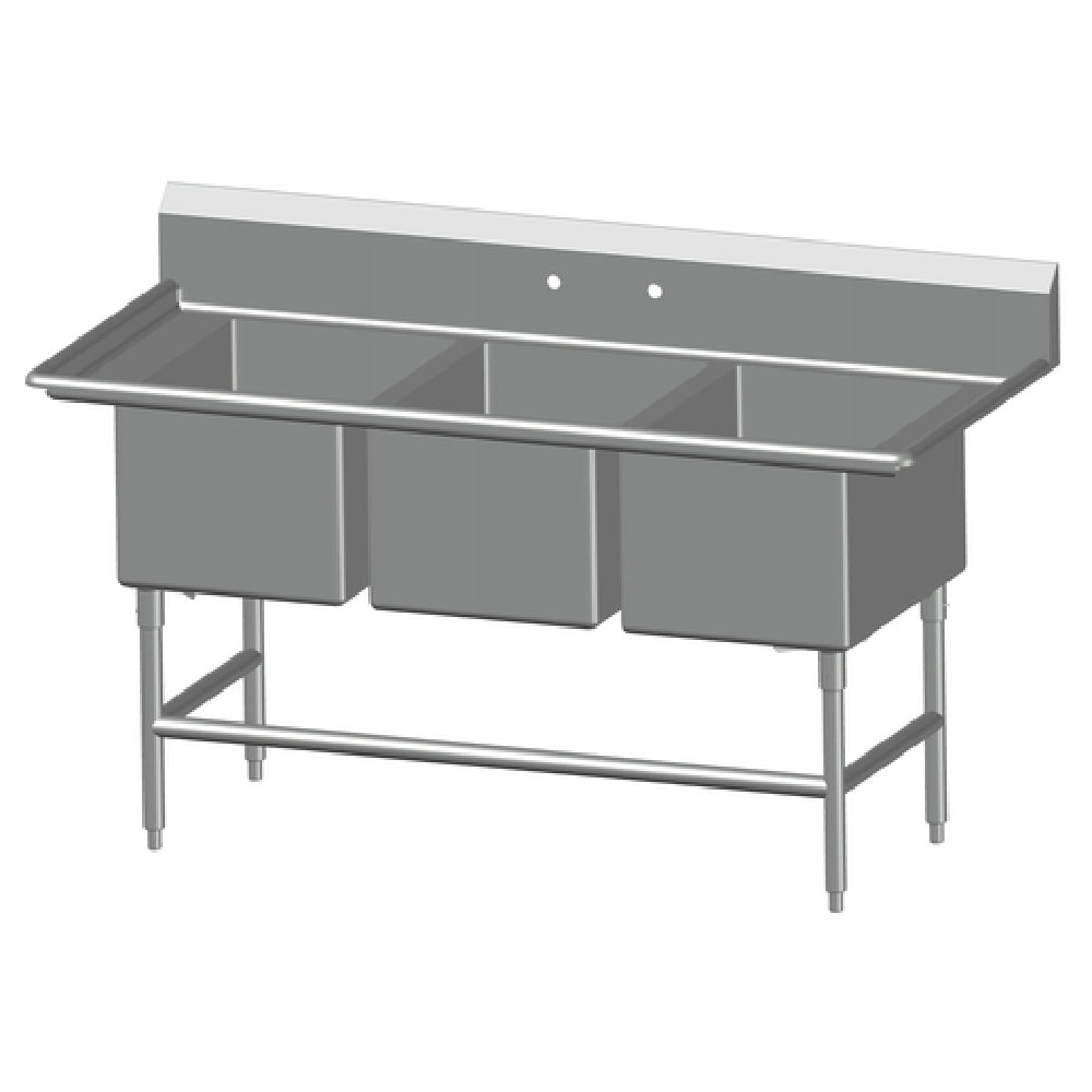 SPG 3SL1824 - Universal Stainless Sink, Three Compartment, 24" Front-to-back X 18" Wide Sink Compartment