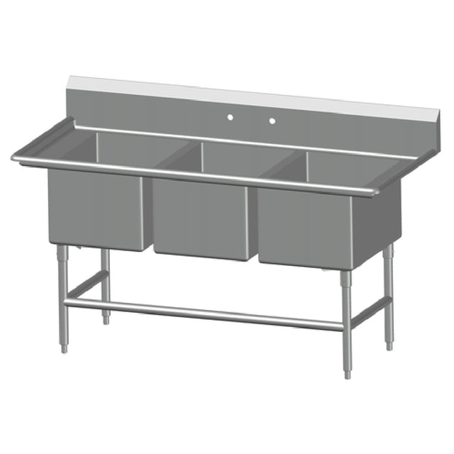 SPG 3SL1824 - Universal Stainless Sink, Three Compartment, 24" Front-to-back X 18" Wide Sink Compartment