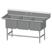 SPG 3SL2028 - Universal Stainless Sink, Three Compartment, 28" Front-to-back X 20" Wide Sink Compartment