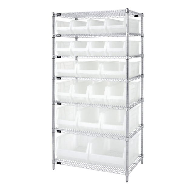 Quantum WR7-20-MIXCL Bin Wire Shelving System 36"W X 24"D X 74"H 800 Lb. Capacity Per Shelf
