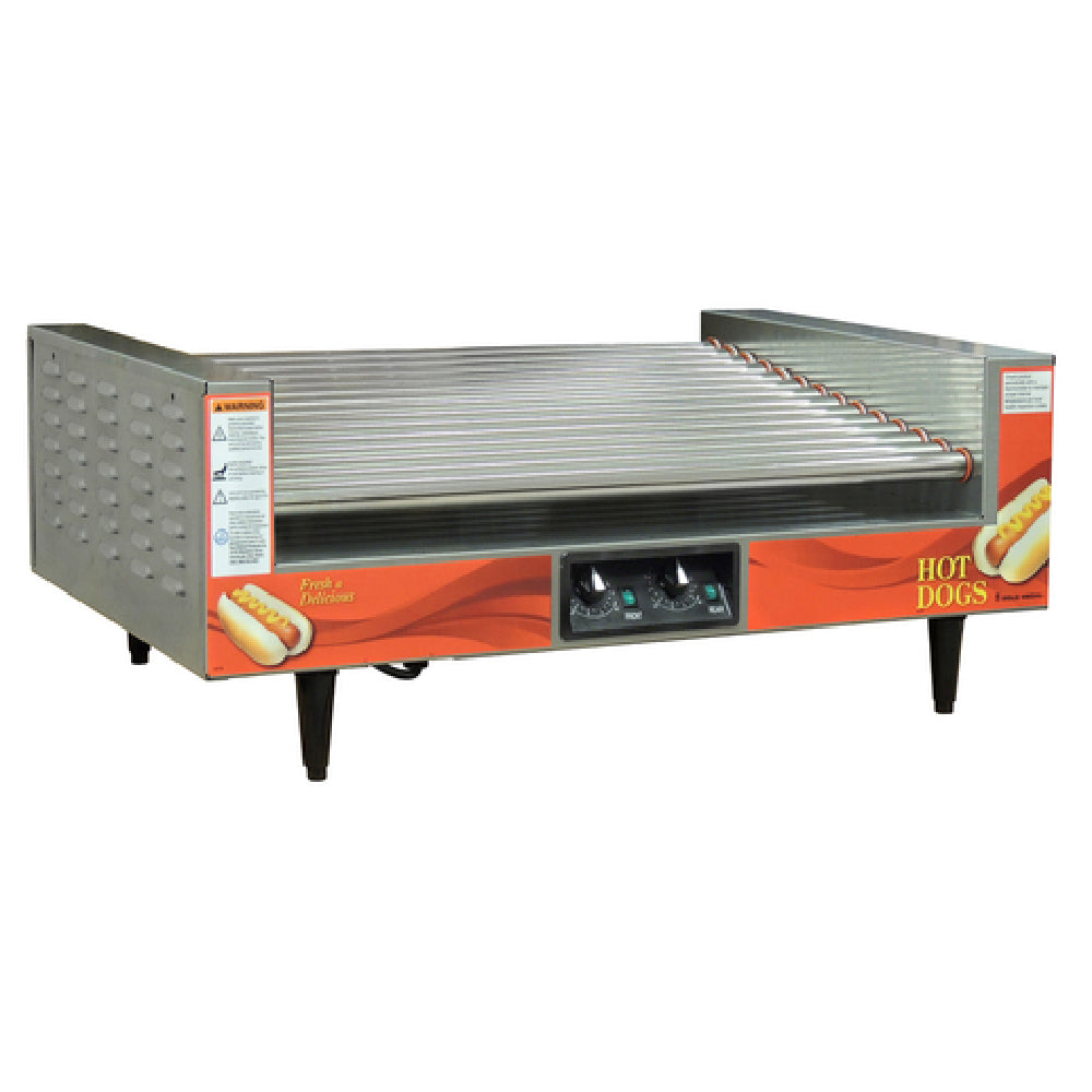 Gold Medal 8225 - Super Diggity, Slanted Hot Dog Grill, (14) Stainless Steel Rollers