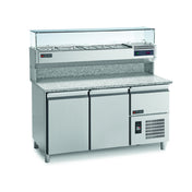 RositoBisani PC160 - Refrigerated Pizza Prep Table With Upper Refrigerated Toppings Rail Display Case