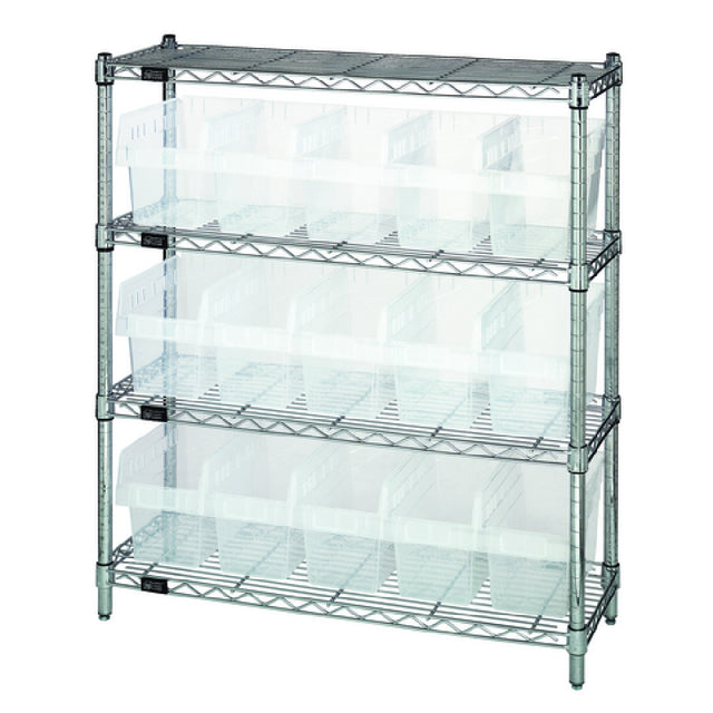 Quantum WR4-39-1236-802CL Bin Wire Shelving Center 12"D X 36"W X 39"H 800 Lbs. Capacity Per Shelf