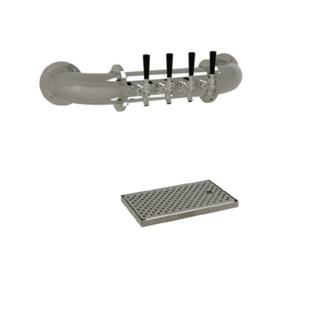 Glastender PW-4-MF Pipe Wall Draft Dispensing Tower Wall Mount (4) Stainless Steel Faucets (handles Not Included)