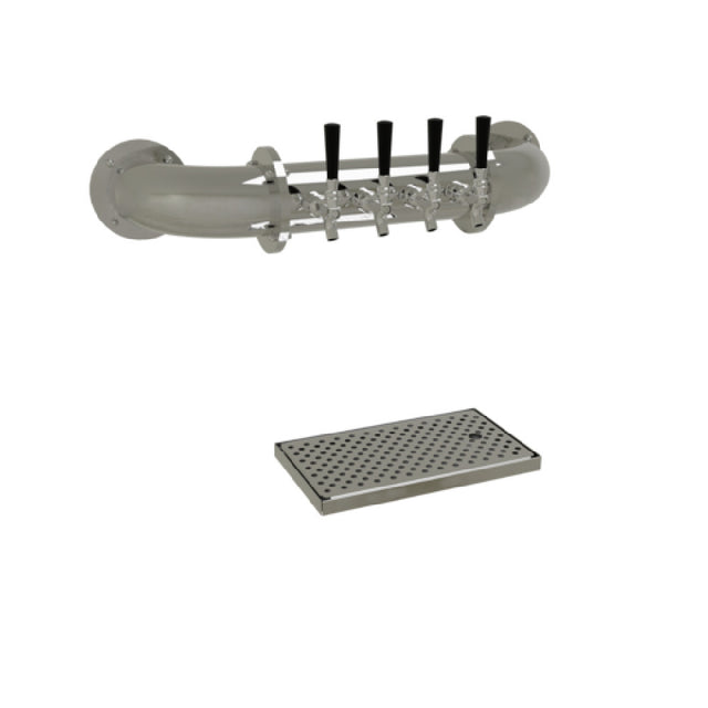 Glastender PW-4-MF Pipe Wall Draft Dispensing Tower Wall Mount (4) Stainless Steel Faucets (handles Not Included)