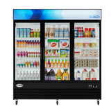 Koolmore MDR-3GD - Merchandiser Refrigerator, Three-sections, 78-1/4"W