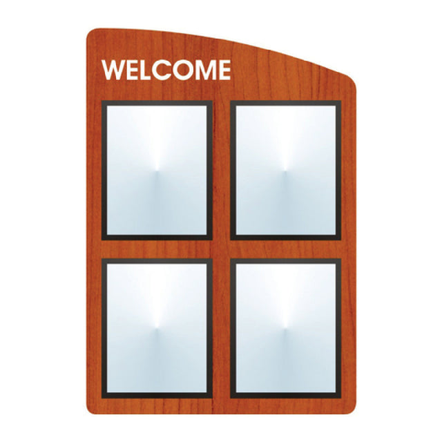 Hubert 44111 - Expressly HUBERT® Metal Wall Mount Menu Boards Cherry 4 Pocket Curved "Welcome" - 23 3/4"L X 2"W X 34"H