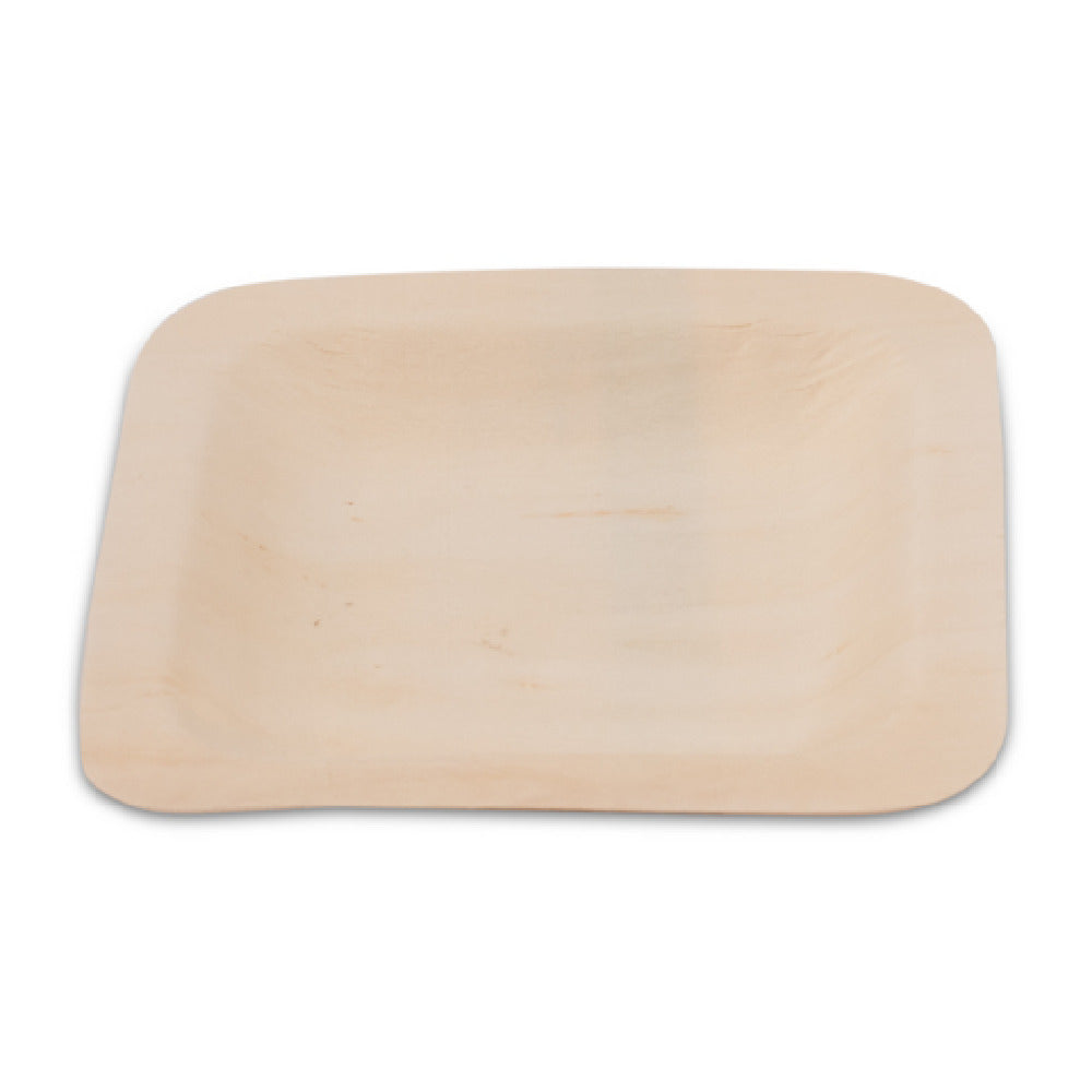 JB Prince RB330 4.5 Square Poplar Wood Plate 4.5"W Polar Natural Wood (50 Pack)