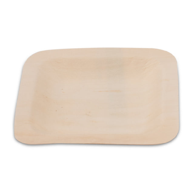 JB Prince RB330 4.5 Square Poplar Wood Plate 4.5"W Polar Natural Wood (50 Pack)