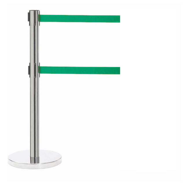 Aarco HC-27GR HC-27GR Form-A-Line™ System Dual Retractable Belt Style Has A Polished Chrome Finish