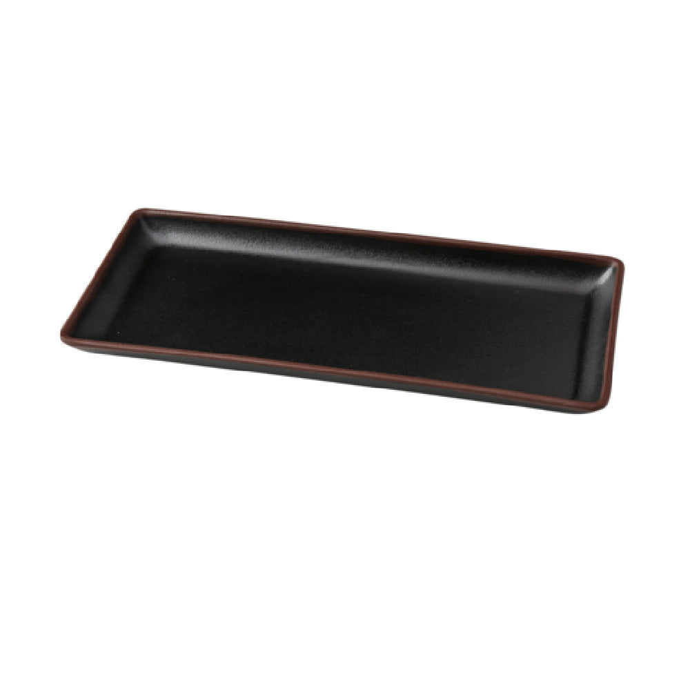 Yanco NA-411BK Nature Art Sushi/Appetizer Plate 10-7/8"D X 4-7/8"W X 3/4"H Melamine