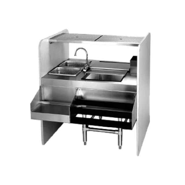 Eagle CS42-32R Spec-Bar® Cocktail Station 32"W X 42"L (2) 6"D Sinks With Gooseneck T&S Faucet (4" Centers) On Left & Perforated Lift Out Baskets