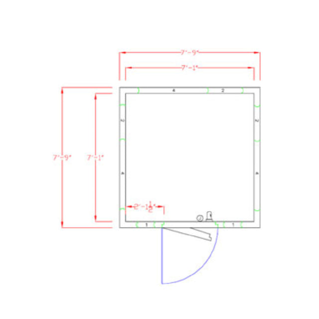 American Panel 8X8F-I Walk-In Freezer 7'-6" H X 7'-9" W X 7'-9" D Indoor