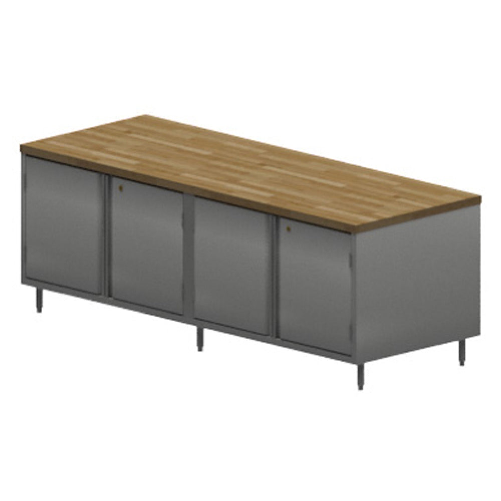 BK Resources CMT-3096HL Chef Table Cabinet Base With Hinged Doors & Lock 96"W X 30"D X 34-3/4"H Overall Size
