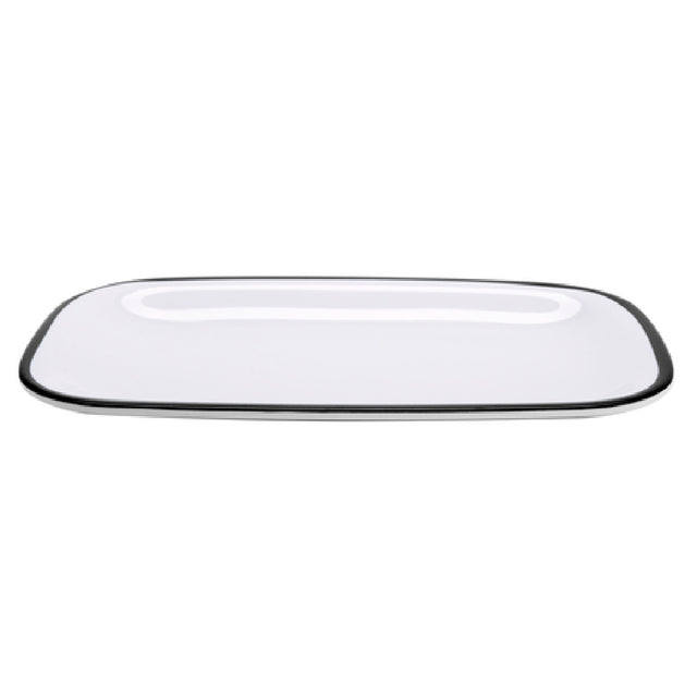 GET Enterprises CS-1280-W/BK Settlement Bistro™ Enamelware Dinner Platter 11-3/4" X 7-3/4"