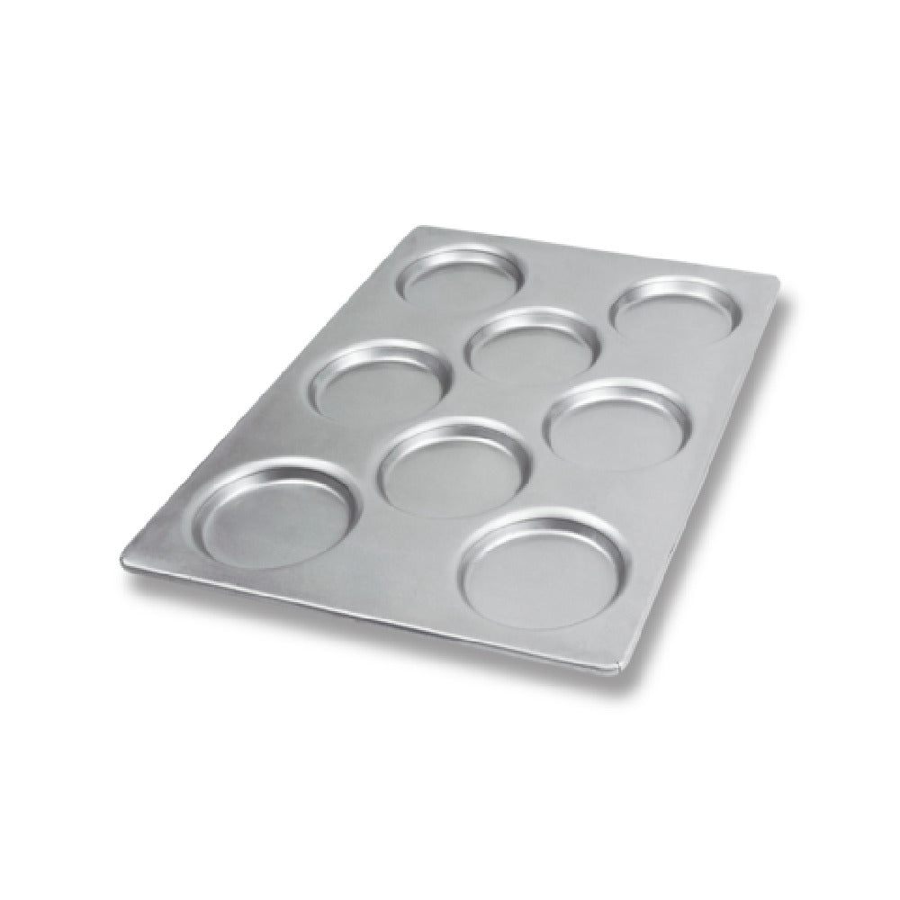 Chicago Metallic 71300 Egg/Hamburger Bun Pan 13" X 18" X 1/2" (8) 4-1/4" Round Compartments
