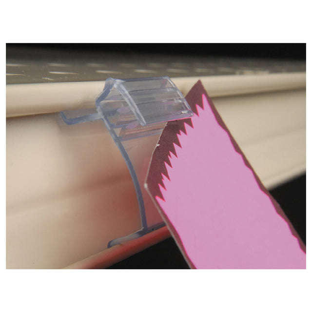 Hubert 39130 - Clear Plastic Mini Clip On Shelf Label Holders 1 12"L X 1 1/4"H