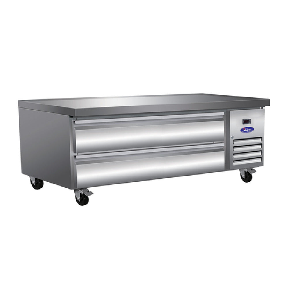 Valpro VPCB-62C - Refrigerated Chef Base With Marine Edge Top, 62″, Features Two Full-extension Telescoping Cartridge Drawers With 6″ Pan Capacity (top And Bottom)