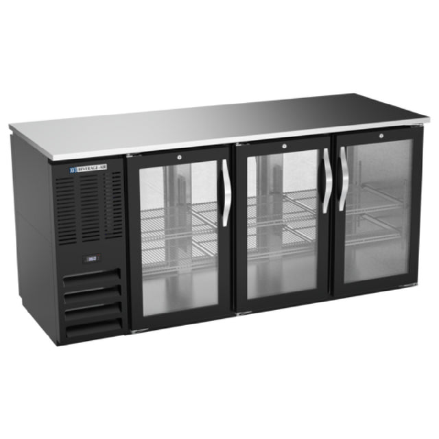 Beverage Air BBN72HC-GS-PT-B - Refrigerated Back Bar Pass-Thru Storage Cabinet, Three-section