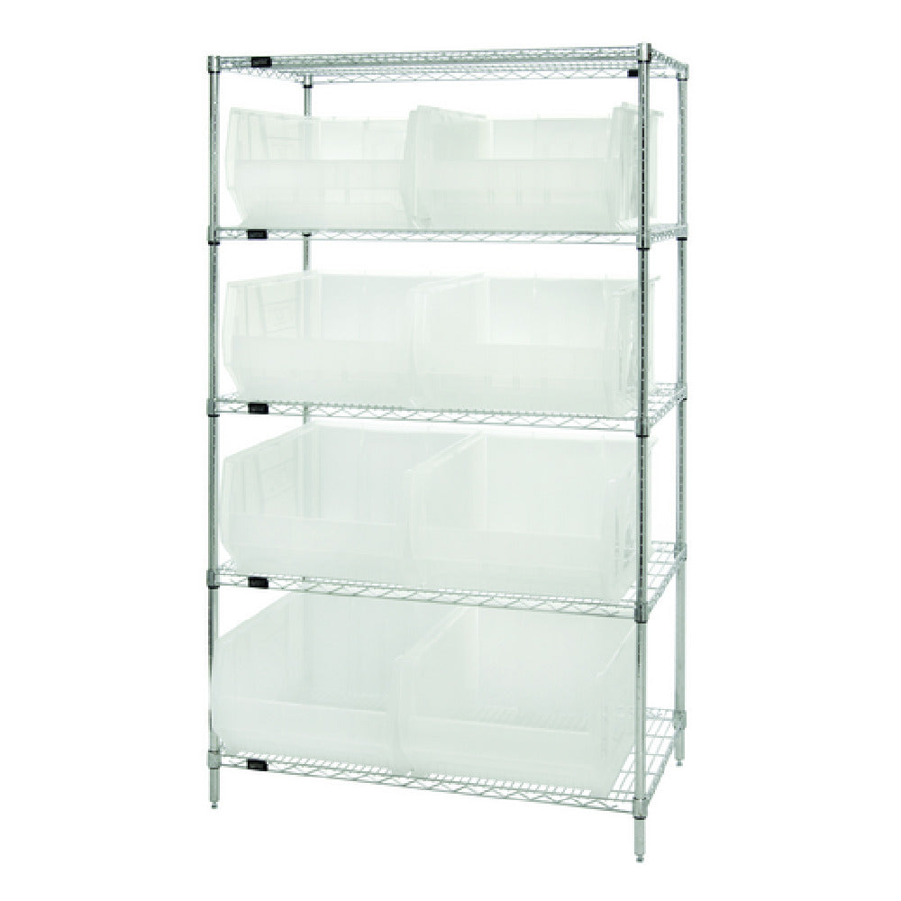 Quantum WR5-955CL Bin Wire Shelving System 42"W X 24"D X 74"H Overall Size 800 Lb. Capacity Per Shelf