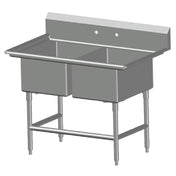 SPG 2SL1824 - Universal Stainless Sink, Two Compartment, 24" Front-to-back X 18" Wide Sink Compartment