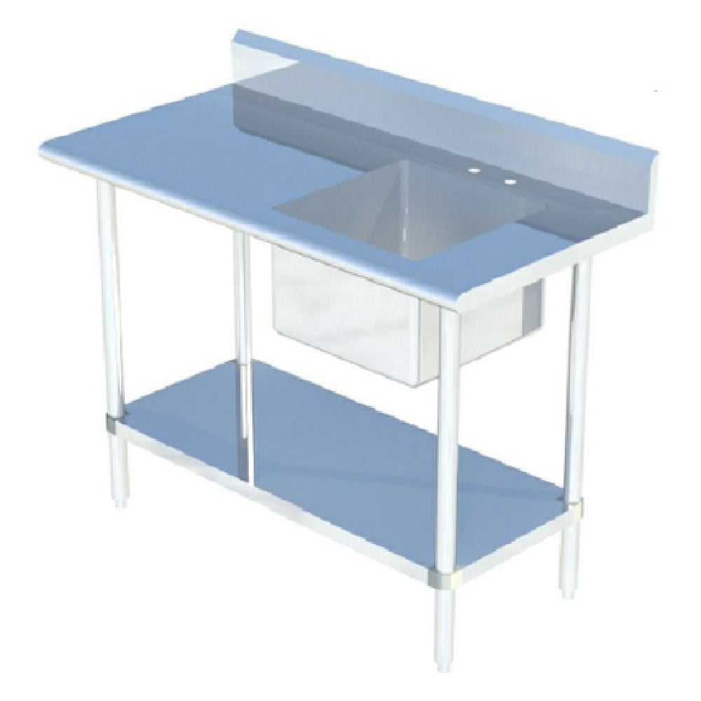 Sapphire Manufacturing SMTPS-2472R Work Table With Prep Sink 72"W X 24"D 16/304 Stainless Steel Top With 1-1/2" Rounded Front Edge