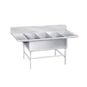Advance Tabco K7-3-2030-24RL Super Size Fabricated Sink 3-compartment With Left & Right-hand Drainboards