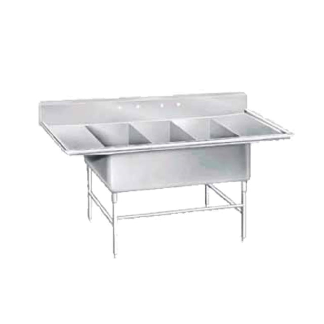 Advance Tabco K7-3-2030-24RL Super Size Fabricated Sink 3-compartment With Left & Right-hand Drainboards