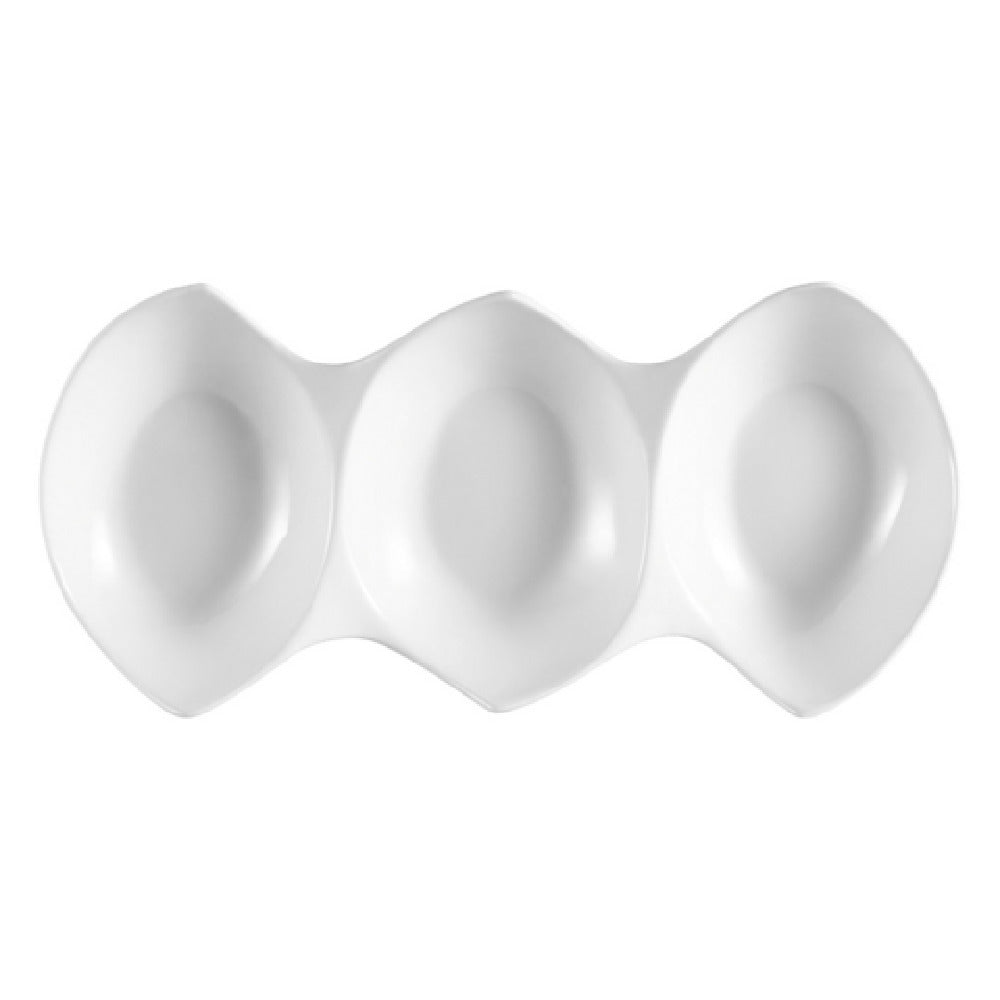 CAC China COL-46 Accessories Divided Bowl 1/2 Oz. Per Compartment 6"L X 3-1/2"W X 1-3/4"H