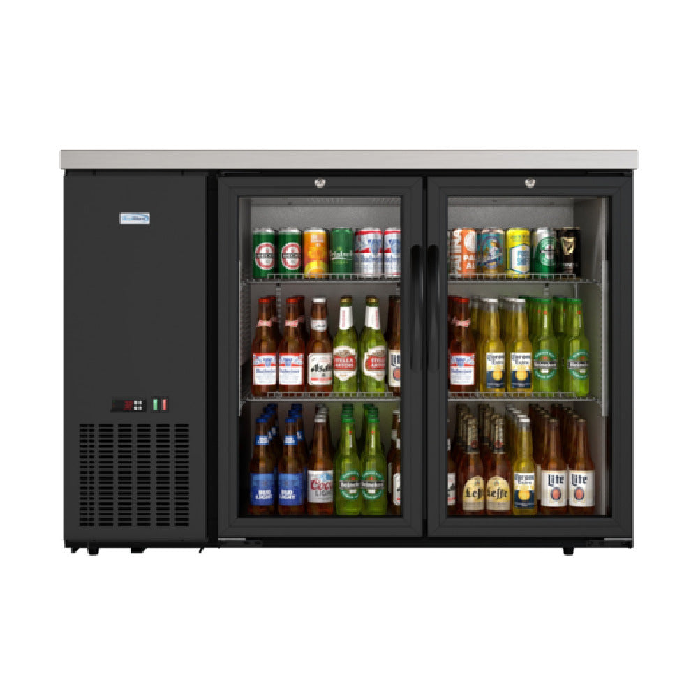 Koolmore KM-BC-2GD-SCBK Back Bar Refrigerator Two-section 48"W X 25"D X 34-3/10"H