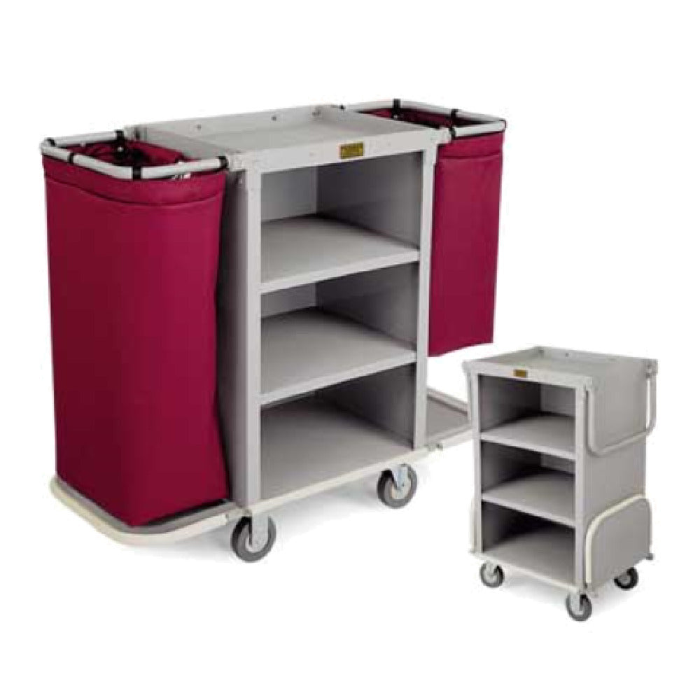 Forbes Industries 2292 Compact Plastic Housekeeping Cart Three Shelves In A 24" W X 19" D X 36" H Cabinet With 2" Deep Top Tray