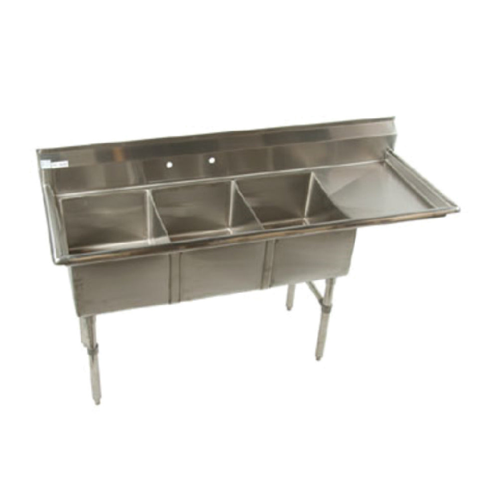 Klinger's Trading ECS3DR24 Economy Sink Three Compartment 74-1/2"W X 25-1/2"D X 41"H