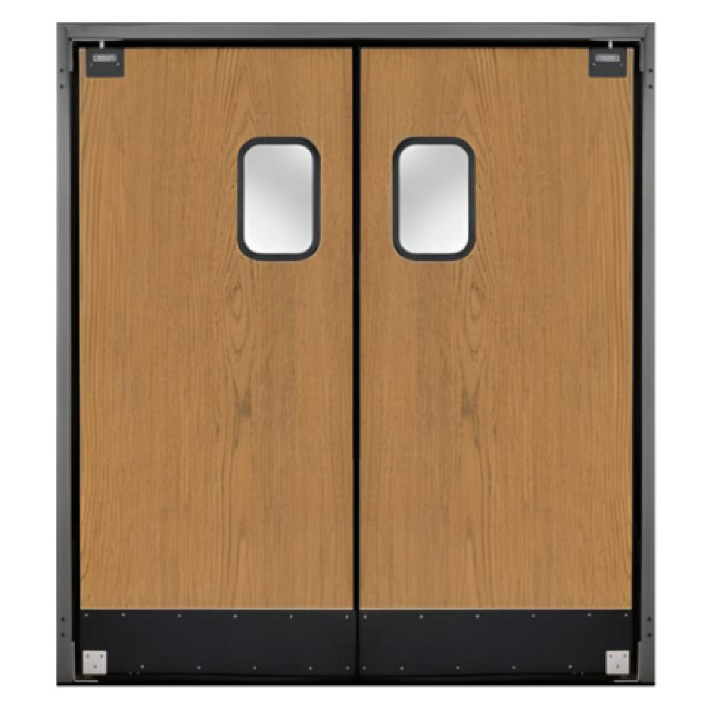 Curtron SPD-35-L-GK-DBL-9696 Service-Pro® Series 35 Double Swinging Door 96”W X 96”H X 1-5/8” Thick Door Panel Consisting Of Full Perimeter Rigid PVC Frame And Perimeter Gasket