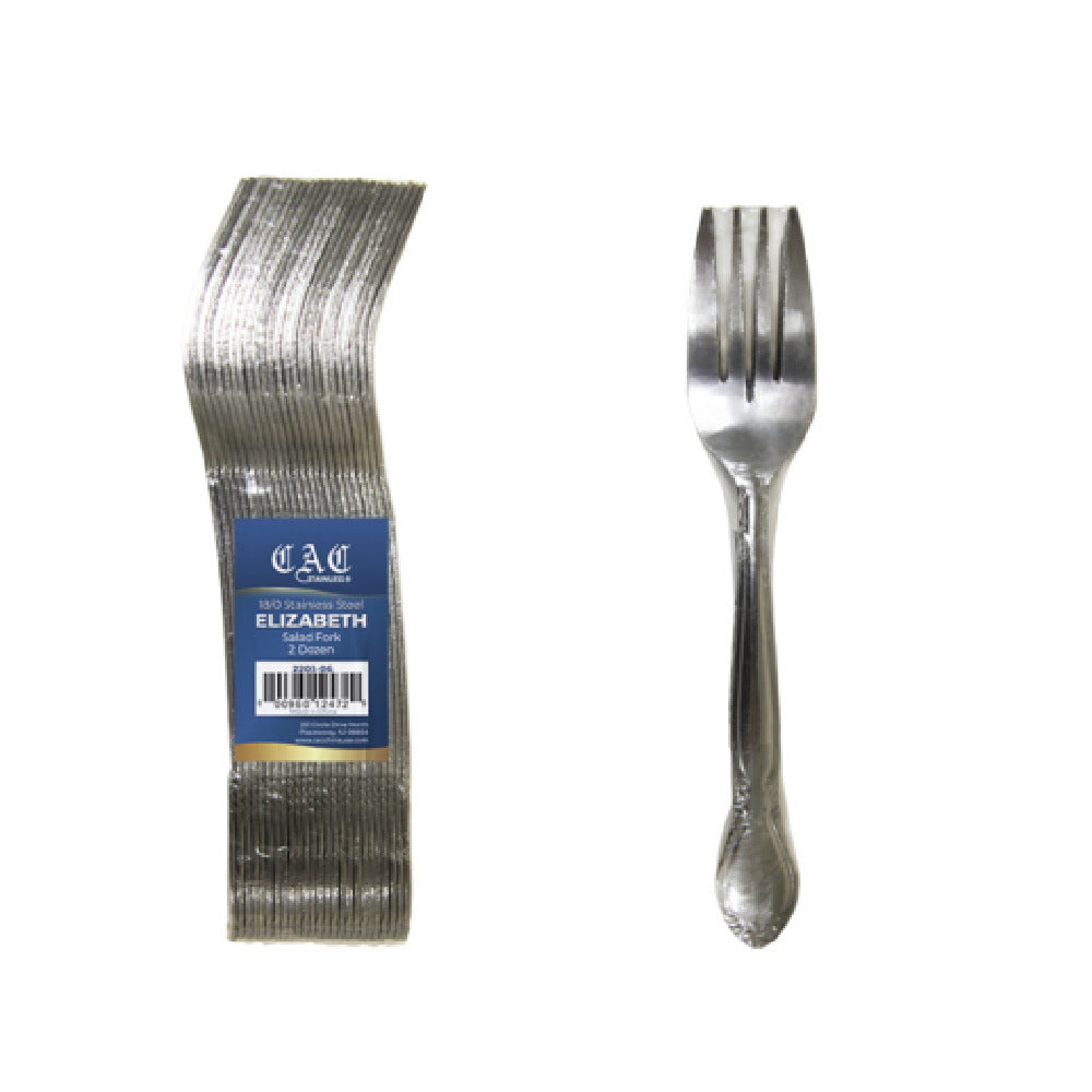CAC China 2203-06 Elizabeth Salad Fork 6 1/2" 18/0 Stainlesss Steel Frost Finish