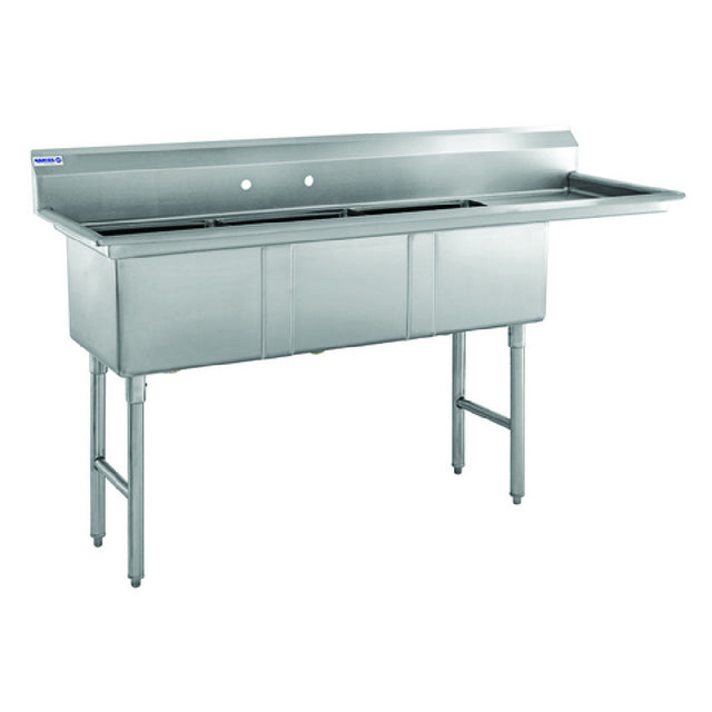 Hubert 29N-058 - Kratos® 3 Compartment Sink, 76"W X 22"D X 44.75"H, 16 Ga