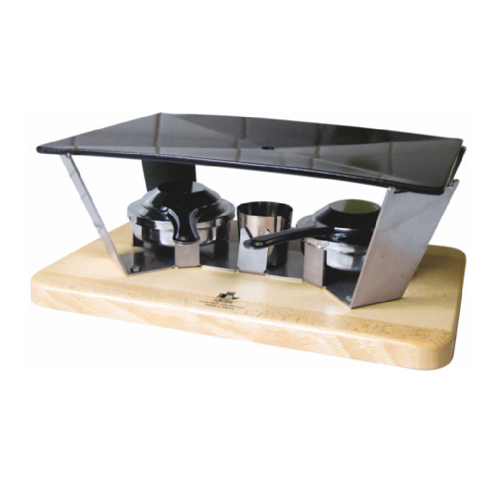 Louis Tellier PLAN01 Planchetta 4 Servings Griddle Wooden Base