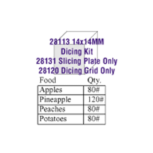 Robot Coupe 28113W Dicing Kit 14 X 14mm (9/16") Includes: Slicing Disc (28131) & Dicing Grid (28120)
