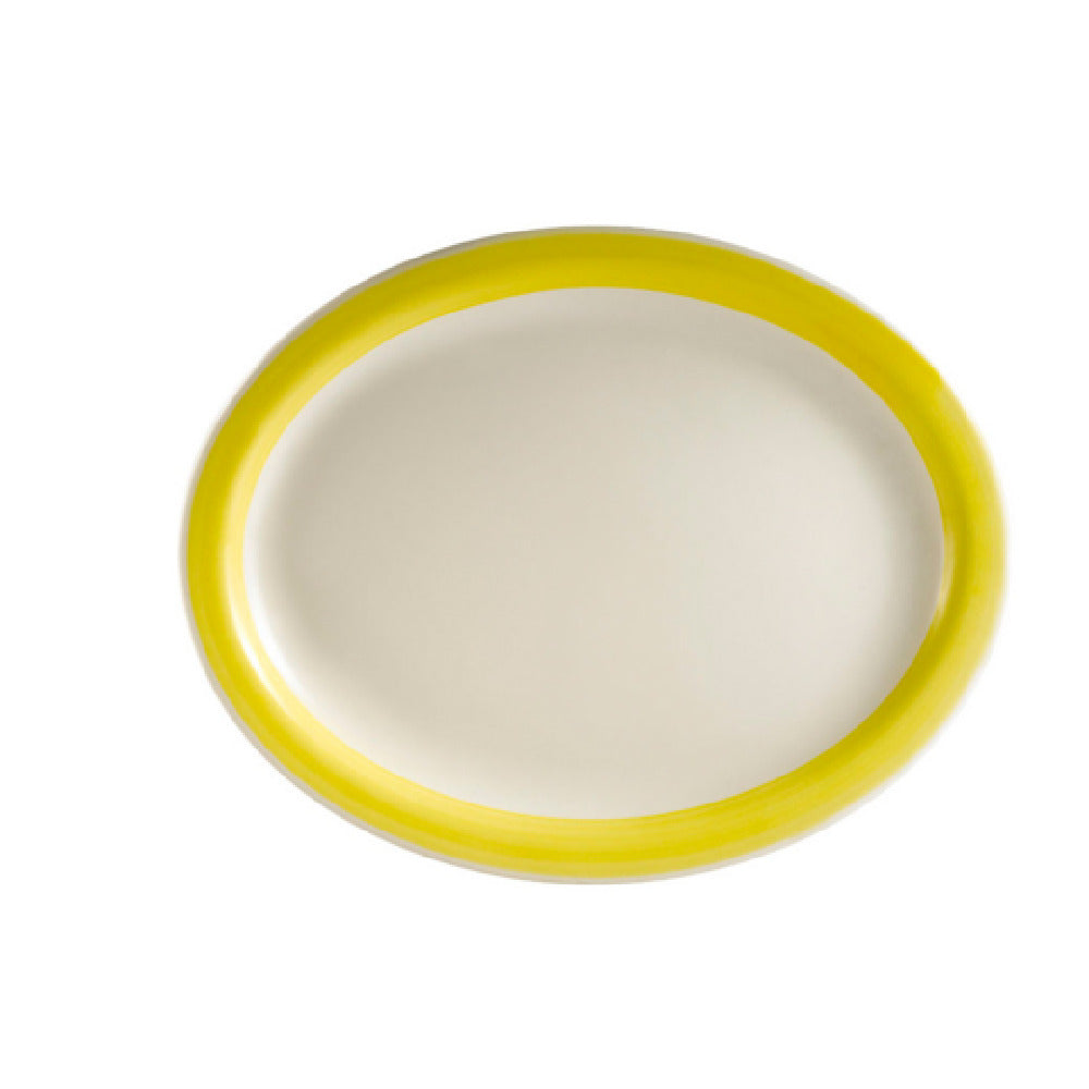 CAC China R-13NR-Y Rainbow Platter 11-1/2"L X 9"W X 1-1/4"H Oval