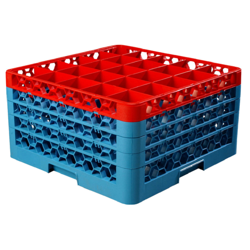 Carlisle RG25-4C410 Carlisle OptiClean™ Dishwasher Glass Rack 25-compartments (3-1/2" X 3-1/2") With (4) Color-coded Extenders