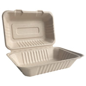 JMC Janitorial JMCBEFC96EB - ECO Hinged Clamshell Container, 9" X 6", Bamboo Fiber (200 Per Case)