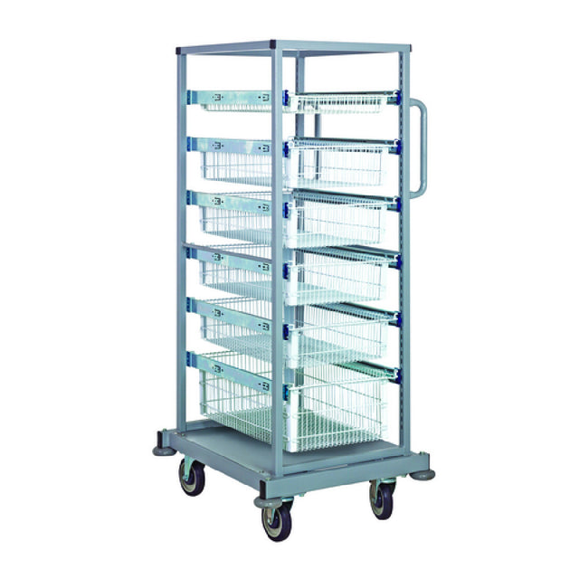 Quantum PS-SBC58-6WB Partition Store Single Bay Cart With Wire Baskets 25"W X 29-1/2"D X 58-1/2"H