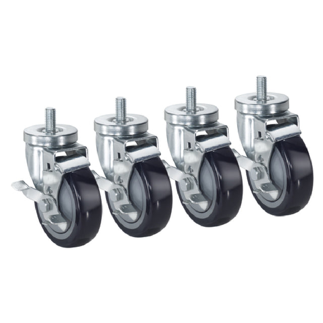 Krowne 28-144S Krowne Threaded Stem Caster 1/2" 13 Threaded Stem Caster 4" Locking Wheels (set Of 4)
